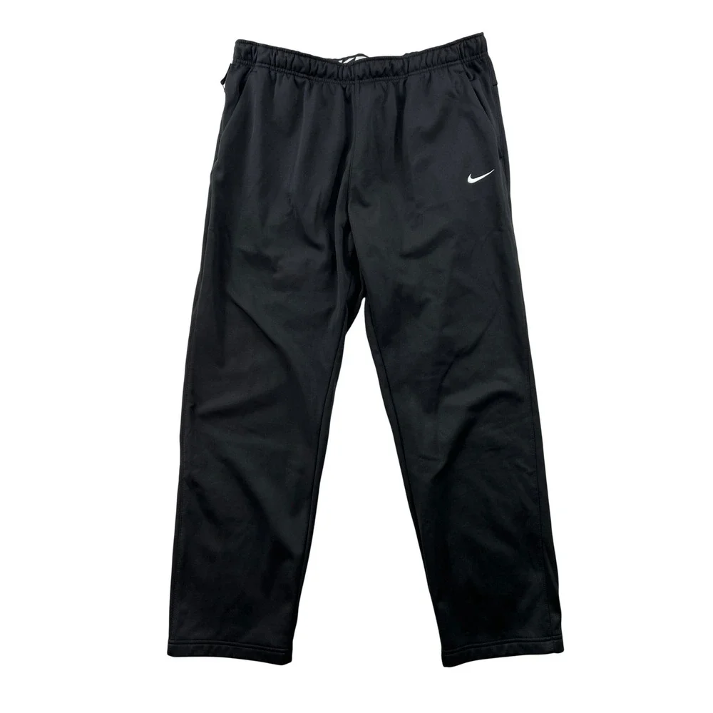Nike Therma-FIT Open Hem Fitness Sweatpants Men 3XL Black Fleece Lined Active
